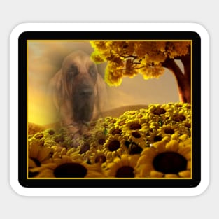 Bloodhound Dog Sunflower Sticker